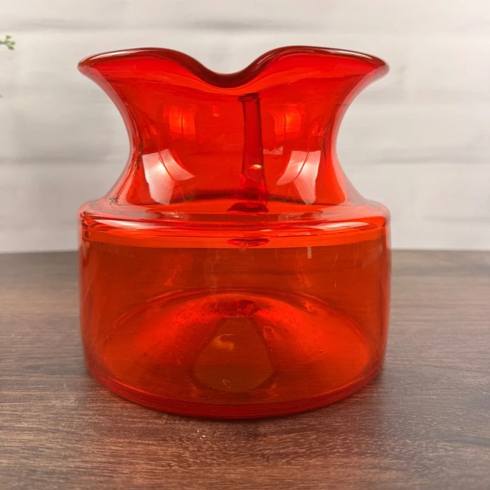 Greenwich Flint-Craft 1224-S Orange Glass Pitcher Tom Connally Vintage GFC